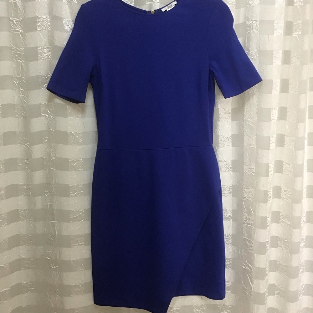Bar III Short Sleeve Faux Wrap Royal Blue Dress, Size L